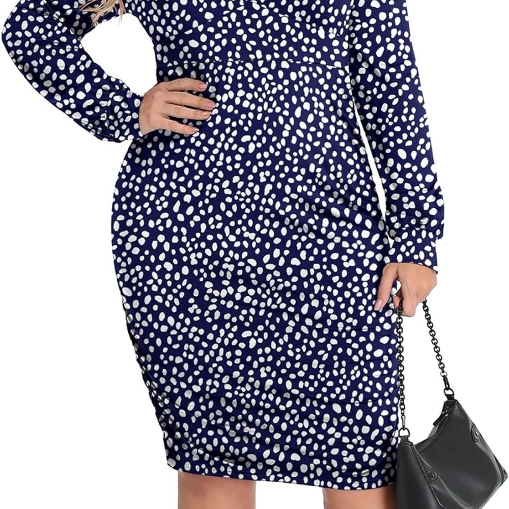 Beigai Navy and White Polka Dot Blouse